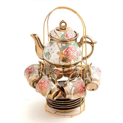 20-Piece Floral Gold Ceramic Tea Set