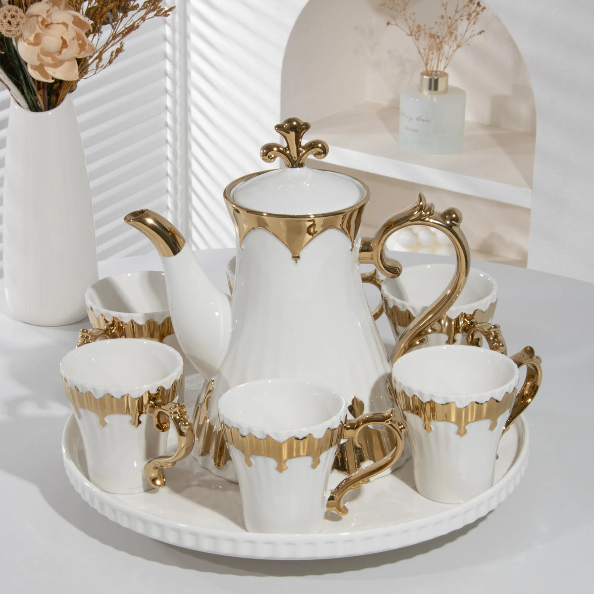 8-Piece Luxury Porcelain Tea Set