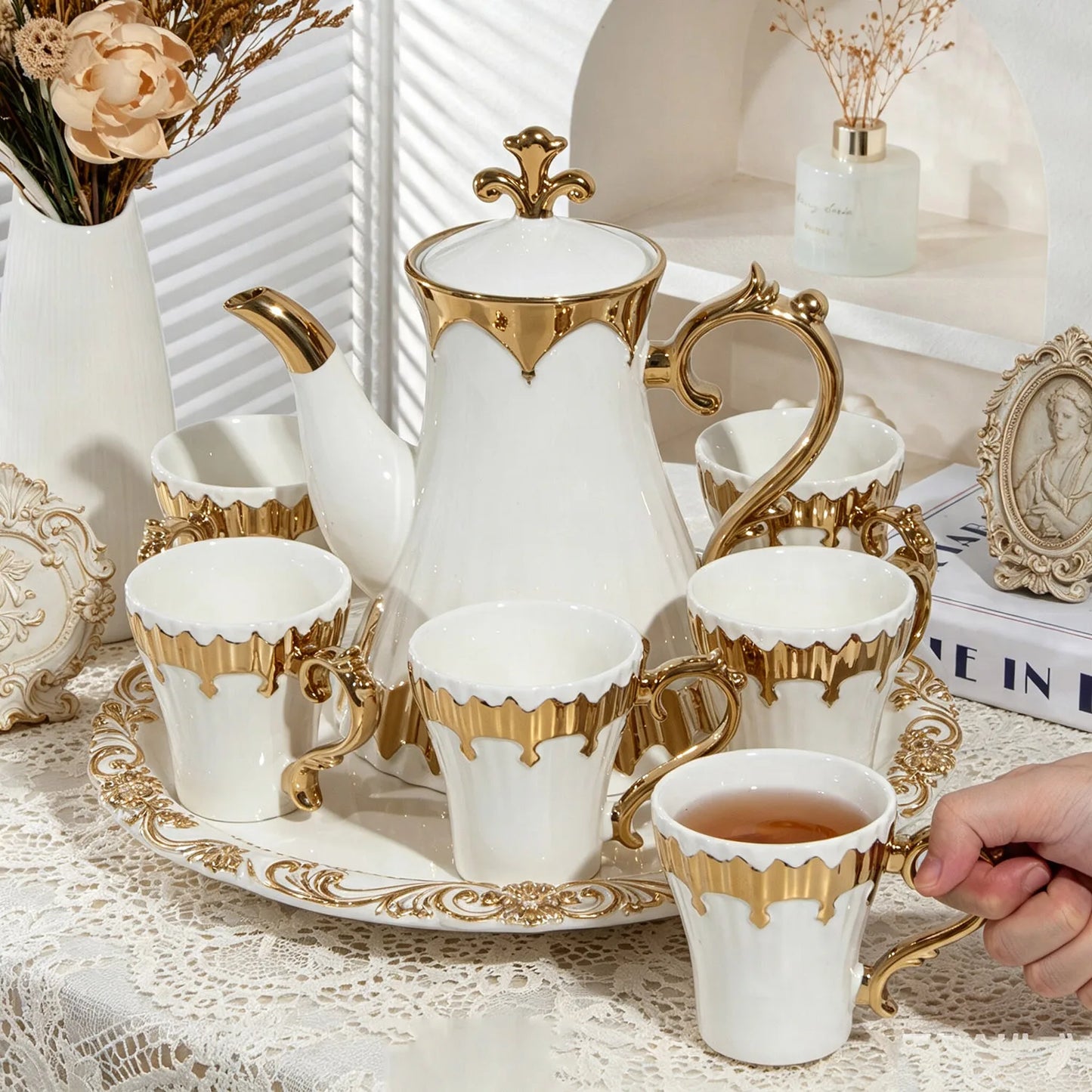 8-Piece Luxury Porcelain Tea Set