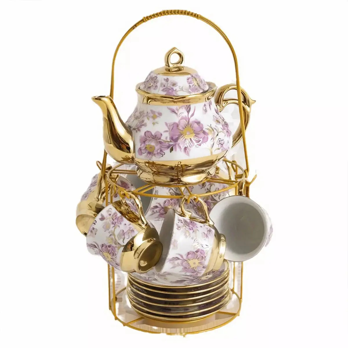 20-Piece Floral Gold Ceramic Tea Set