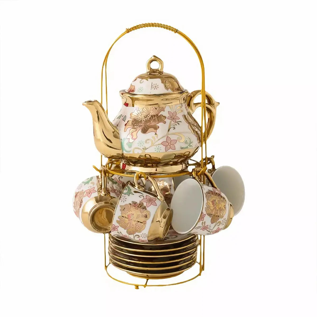 20-Piece Floral Gold Ceramic Tea Set