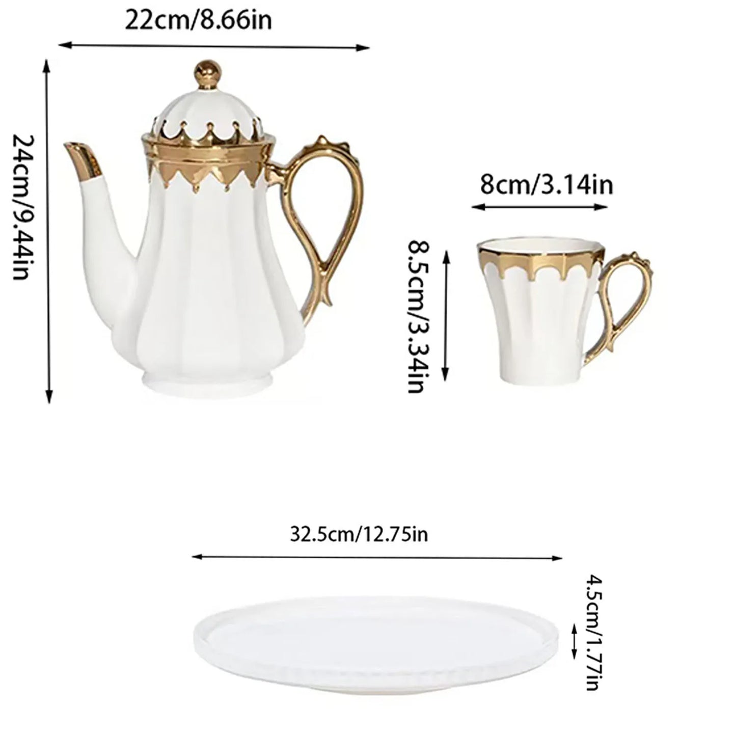 8-Piece Luxury Porcelain Tea Set